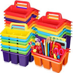 GlikCeil 24 Pcs Classroom Caddy Storage Basket with Handle,Multicolor by GlikCeil