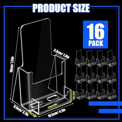 Wenqik Acrylic Brochure Holder with Business Card 4.1 Inch Rack Card Holder Pamphlet Display Stand Organizer for Menu Flyer Magazine Office Booklets(16 Pcs) - Image 2
