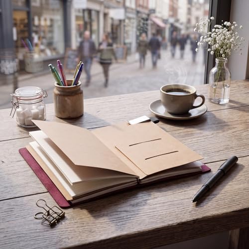 Thenshop Traveling Refillable Leather Journal Notebook, Purple, Stand Size - Image 4