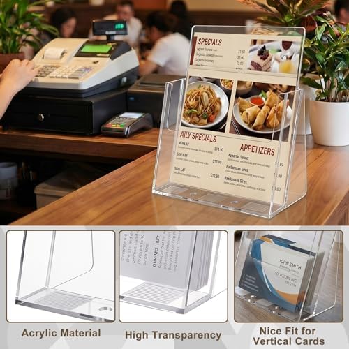 Hillban 10 Pcs 8.7" X 9.2" X 3" Vertical Acrylic Business Card Holder - Image 3