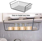 4 Pack Under Shelf Basket, Under Cabinet Organizer Shelf, Durable Metal Wire Rack Hanging Basket Storage Rack, Shelf Organizing for Kitchen/Pantry/Bathroom/Desk-Slide Arms Height:1.45in(Black) - Image 5