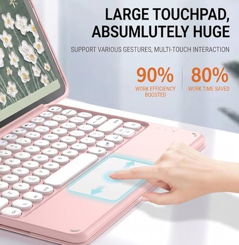 Keyboard Case with Touchpad for Galaxy Tab S10 FE/S10 Lite/S9 FE 10.9-Inch, Tab S9 11", Detachable Keyboard Case with Touchpad, 360 Degree Rotating Stand Cover with S Pen Holder, Pink - Image 6