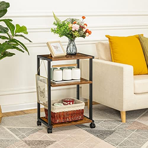 HOOBRO Mobile Printer Stand, 3-Tier Printer Cart Under Desk with Storage, Industrial Adjustable Rolling Cart, Sturdy Little Table on Wheels for Home Office BF28PS01 - Image 5
