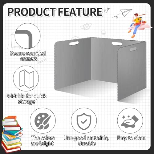 24 Pcs Desk Dividers for Students Plastic Durable and Waterproof Privacy Folders Shields Test Dividers with Classroom Privacy Boards for School Study Teacher Supplies (24pcs Grey) - Image 3