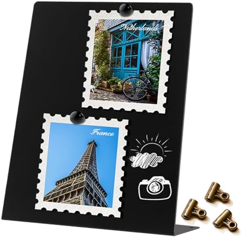 Magnetic Display Board - Desktop Metal Memo Board for Notes & Photos, 11x9.8 Inch Small Black Magnetic Bulletin Board, Includes Clips for Office, Room Decor (11 * 12.6inch, Count, 3) by GOWARM