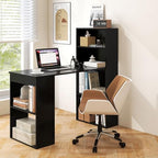 Tangkula Computer Desk with Bookshelf, Writing Study Desk with Storage Shelves & CPU Stand, Modern Compact Computer Workstation for Home & Office, Space-Saving Design (Black) - Image 4