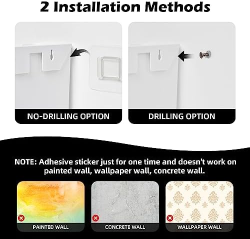 YOHOM Adhesive File Holder Plastic Document Folder Door No Drilling Mount Mail Magazine Organizer A4 Filing Envelopes Folder, Office Wall Mount Single Pocket (WHITE, 3 PCS) - Image 7