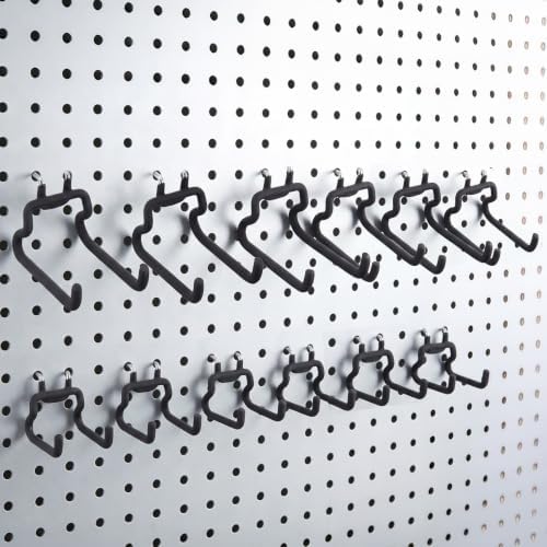 12 Pack Pegboard Hooks (6 S + 6 M), Heavy Duty Iron Utility Hooks Fit 1/4" Pegboards, Anti-Scratch Tool Organizer Hangers for Garage, Workbench, Craft Room, Kitchen - Black by Unknown