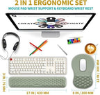 Hokafenle 2 in 1 Ergonomic Mouse Pad Wrist Support & Wrist Rest for Computer Keyboard Set, with Relieve Carpal Tunnel Pain Massage Bulge and Full Memory Gel Design (2In1 Set, Light Green) - Image 2
