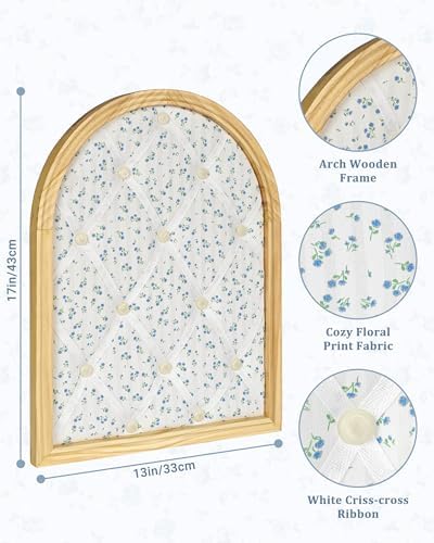 Floral Fabric Bulletin Board with White Criss-Cross Ribbons - Image 2