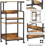 Arbuxzuy 4 Tier Printer Stand with Storage Shelf, Large Tall Printer Cart with Wheels, Mobile Printer Table for Home Office, Adjustable Stands for Heat Press Scanner Fax (Brown) - Image 2