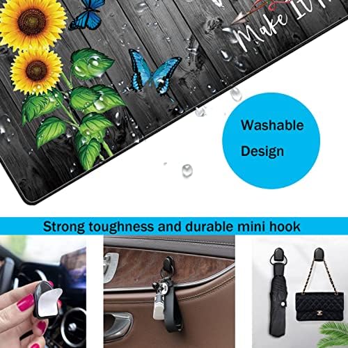 Large Gaming Mouse Pad, Keyboard Wrist Rest + Mouse Wrist Pad + Coaster + Mini Hook Desk Pad Set, Memory Foam, Non-Slip Base. Suitable for Office and Home - Sunflower Inspirational Quote - Image 5