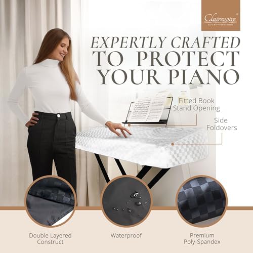 Clairevoire Digital Piano Cover, Piano Keyboard Covers -Protective for Roland Piano Covers FP Series, Durable and Waterproof Piano Keyboard Dust Cover, Piano Keyboard Case -Roland FP-30X Pearl White - Image 2