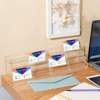 Hoteam Acrylic Business Card Holder for Desk Multiple 16 Slot 4 Tier Large Business Card Organizer Display Rack Clear Plastic Holder Stand for Home(1 Pcs) - Image 5