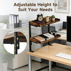 Clamp on Desk Shelf,2-Tier Office Desk Shelves Organizer, Expandable Under Desktop Storage,Wood Desktop Storage Rack for Home Workspace, Study Rooms,Gaming Devices (Brown) - Image 3