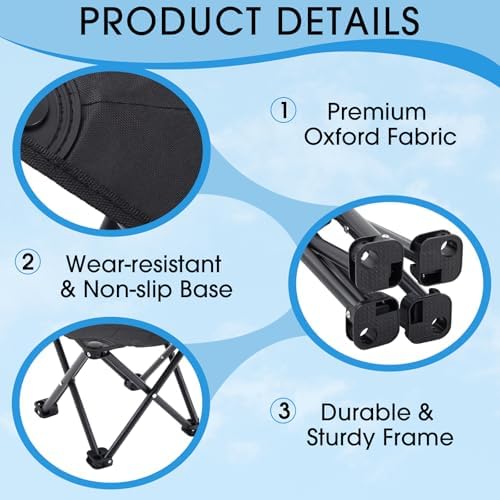 Ripeng 4 Pcs Portable Airplane Travel Foot Rest, Folding Camping Stool, Under Desk Foot Rest at Work for Long Flight, Home and Office Outdoor Hiking Fishing with Carry Bag (Black) - Image 5