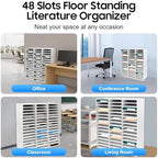 Literature Organizer with 48 Compartments, Adjustable File Sorter Mail Center, PVC Paper Storage Cabinet with Shelves for Home, Office & Classroom, White - Image 6