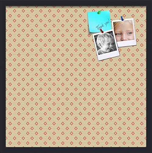 PinPix 24x24 inch Cork Bulletin Board. This Decorative Framed Pin Board Comes with Diamonds in Red and Yellow Design and Satin Black. Ideal for Home, Office Decor or School (PinPix-333) by PinPixBulletinBoards