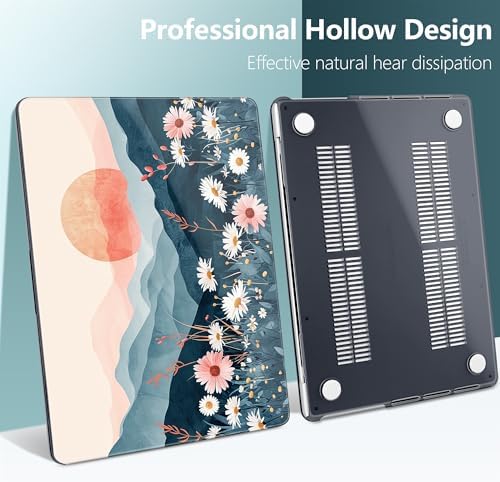 DONGKE Compatible with MacBook Pro 16 Inch Case (2026-2021 Release, M5 M4 M3 M2 M1 Pro/Max Chip), Plastic Hard Shell Cover with Keyboard Cover & Screen Protector for MacBook Pro 16", Sun & Daisies - Image 4