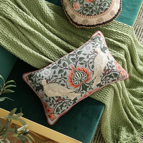 ISAENNE Vintage Linen Throw Pillow Cover,Set of 2,20"x12"-Naples D - Image 2
