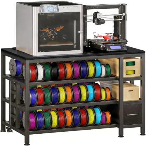 3D Printer Stand with Storage, Filament Storage, Carbon Fiber Finish by MILEFA
