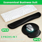 6 Pcs Mouse Pad and Keyboard Wrist Rest - Ergonomic Wrist Pad for Computer Keyboard and Mouse Pad, Memory Foam Wrist Support for Comfy Typing (Classic Black) - Image 3