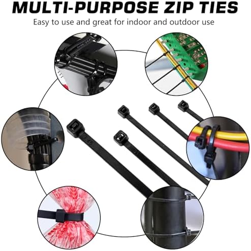 Zip Ties 8 inch, 5000 Pack Black Zip Ties, Self-Locking Nylon Cable Ties with 40 lbs Tensile Strength,Wire Ties for indoor and outdoor use. - Image 6