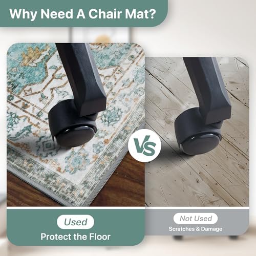 48"x72" Office Chair Mat for Hardwood Floor, Non-Slip Washable Cyan - Image 4