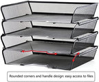 4 Tier Mesh Stackable File Trays Letter Trays,Black - Image 3