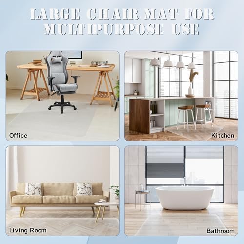 Office Chair Mat for Hardwood Floor, 71"x71" Extra Large Desk Chair Mat for Hard & Tile Floor, Heavy Duty Protector for Home, Office, Kitchen, Living Room, Multi-Purpose - Image 3