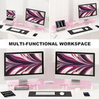 Pink Acrylic Dual Monitor Stand Riser,Laptop Riser Adjustable to 8 Angles - Image 5