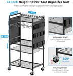 JUNNUJ Power Tool Organizer Cart with Charging Station, 6 FT Cord, Black - Image 5