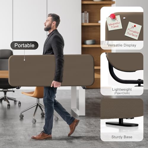 DECOLAB Desk Divider, Privacy Tabletop Partition Panel 48"x18", Taupe - Image 4