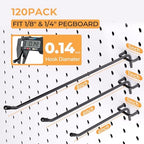INCLY 120 Pack Pegboard Hooks, 4/6/8 Inch Peg Board Hooks Accessories - Image 2