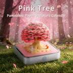 3D Calendar 2027, Desk Time Piece Calendar 2027,Tear-Away 3D Paper Art Notepad w LED Lights,Creative 3D Memo Artsy Pad Calendars, DIY Paper Carving Gift (Pink Tree-A) - Image 2