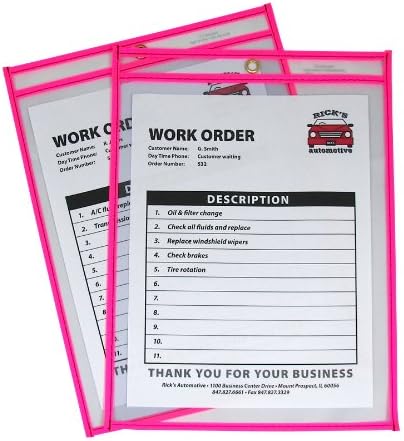 C-Line Neon Stitched Shop Ticket Holders, Pink, Both Sides Clear, 9 x 12 Inches, 15 per Box (43919) by C-Line