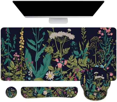 Large Desk Mat, Mouse Pad with Wrist Support, Keyboard Wrist Rest Set by Lateefah