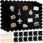 Gueevin 3pack Magnetic Board for Wall 16.1" x 13" Magnet Bulletin Board to Display Scalloped Magnetic Letters, Numbers, Notes for Refrigerator, Cubicle, Cabinet, Come with Tapes and Screws(Black) by Gueevin