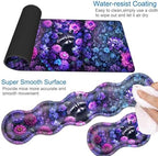 Desk Mat, Mouse Pad with Wrist Rest, 4-in-1 Large Mouse Pads for Desk, Ergonomic Mouse Pad and Keyboard Wrist Rest Gaming Keyboard Mat for Office,Cute Raccoon Flower - Image 3