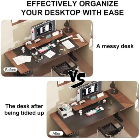 Bamboo Desk Organizer with Drawers,Wooden Desktop Storage(2 Drawers,White) - Image 3