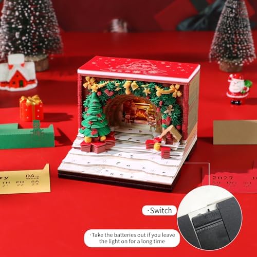 3D Calendar 2027,3D Memo Pad Time Piece Calendar 2027 Creative Desk Calendar Art Paper Sculpture Christmas Arch, 2027 Tear Off Calendar DIY Decorative Gift - Image 3