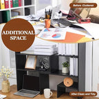 Briwooody Expandable Dorm Desk Hutch Adjustable Desktop Bookshelf,Black - Image 6