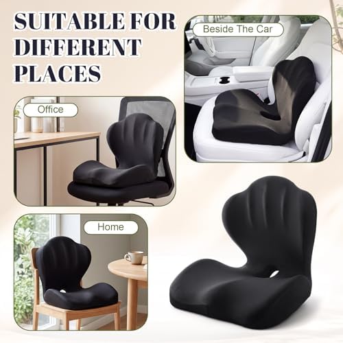 Chumia Ergonomic Seat Cushion Back Support for Office Chair Car, Black - Image 6