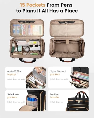 LOVEVOOK Rolling Teacher Bag, Laptop Tote with Detachable Dolly - Image 5