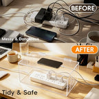 Cable Organizer Storage Box with Lid - Phone Charger Clear Organizer Case for Desk, Wire Organizers for Cords & Power Strips, Electronic Storage Box for Drawer Office Home - Transparent Acrylic - Image 7