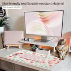 Watercolor Poppy Office Desk Mat 31.5" x 15.7" Desktop Mat PU Leather Large Mouse Pad White Mousepad Non-Slip Table Mat for Girls, Women, Home, Work, Computer, and Gaming - Image 5