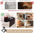 Couch Cup Holder for Armrests Over 4.9" Wide with 360° Phone Stand Walnut - Image 3