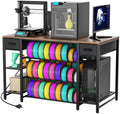 3D Printer Table with Storage, Heavy Duty Metal 3D Printer Stand with Filament Storage Drawer & Power Hub, Large Capacity 3D Printer Desk for Workshop, Studio & Home Office(Brown) by Atrastout