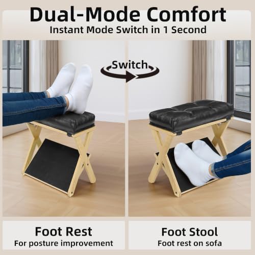 Foot Rest Under Desk at Work, Solid Wood Double Step Footrest - Image 5