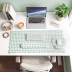 Sabary Green Gingham Desk Mat Set with Wrist Rest Keyboard Mouse Pad Set - Image 6